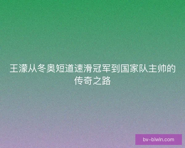 王濛从冬奥短道速滑冠军到国家队主帅的传奇之路